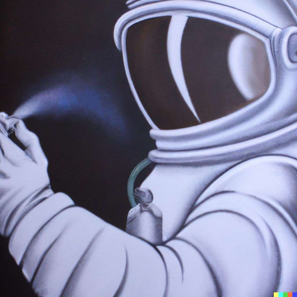 an astronaut, airbrush painting